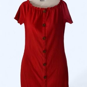 Orange of the Shoulders Button-Down Dress Love J XL!